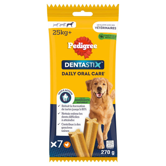 Bâtonnet à Mâcher pour Chien Grand +25kg Hygiène Bucco Dentaire Poulet Dentastix PEDIGREE le sachet de 7 sticks