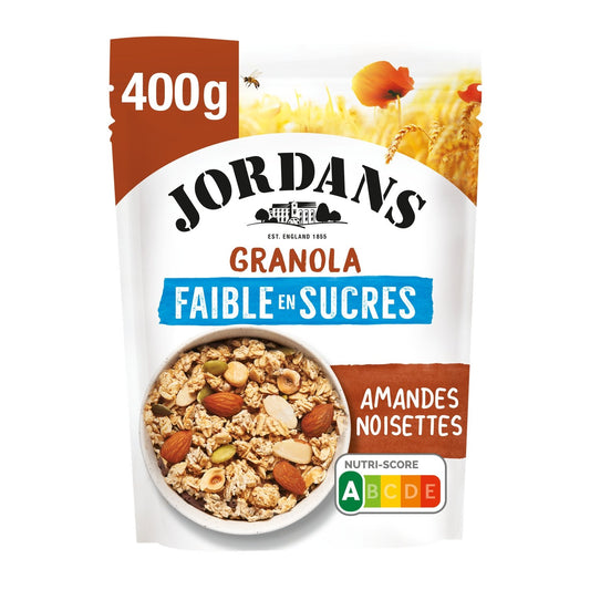 Céréales Granola Amandes Noisettes et Graines Faible en Sucre JORDANS la paquet de 400g