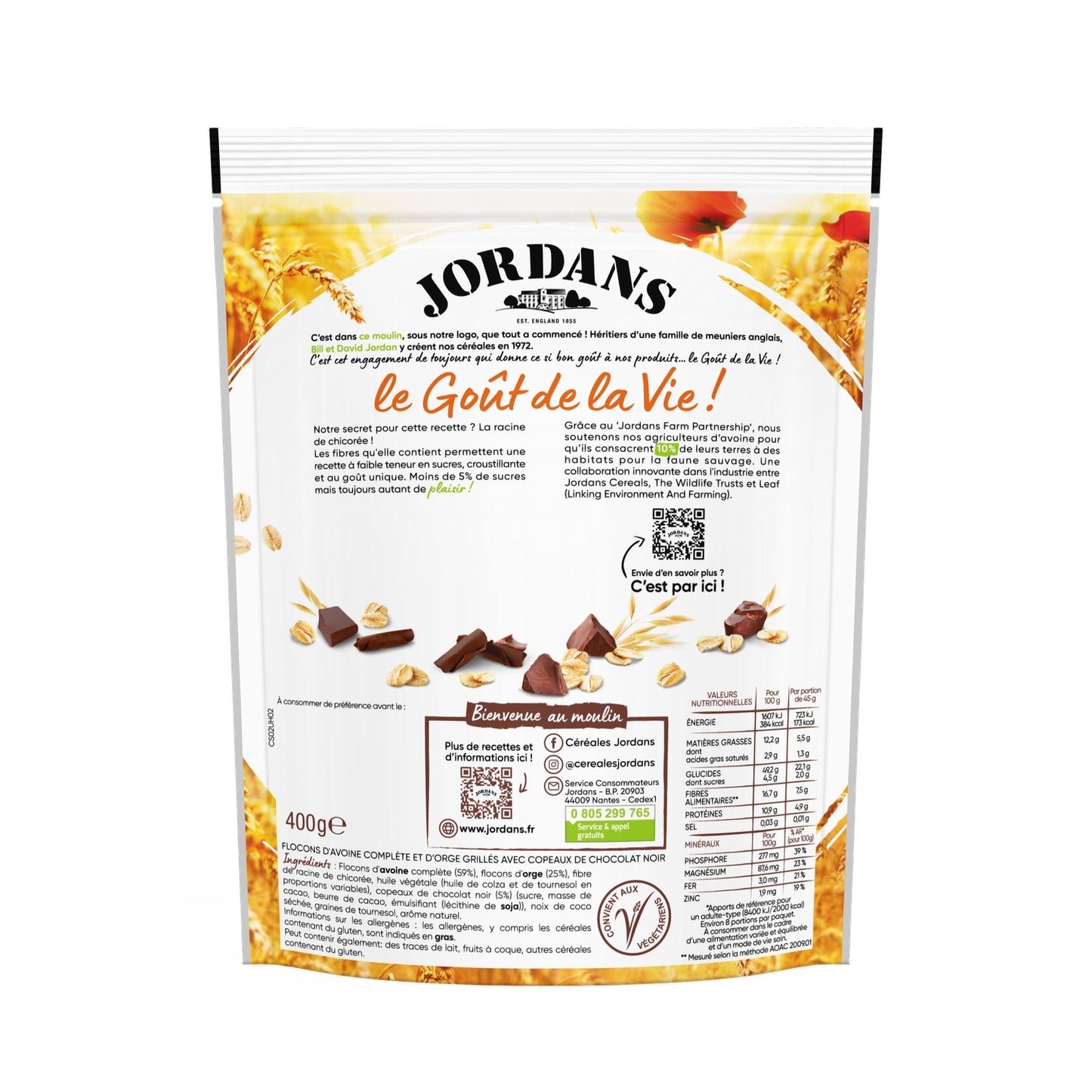 Céréales Granola Chocolat Noir Faible en Sucres JORDANS 