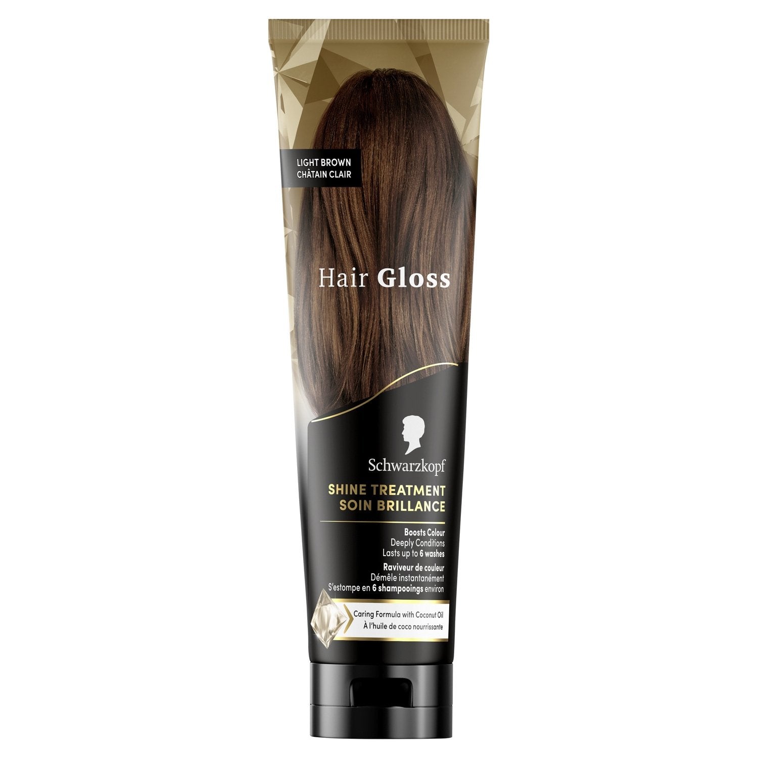 Coloration Semi-Permanente Soin Brillance Raviveur de Couleur Châtain Clair Huile de Coco Hair Gloss SCHWARZKOPF HAIR GLOSS le tube de 150mL