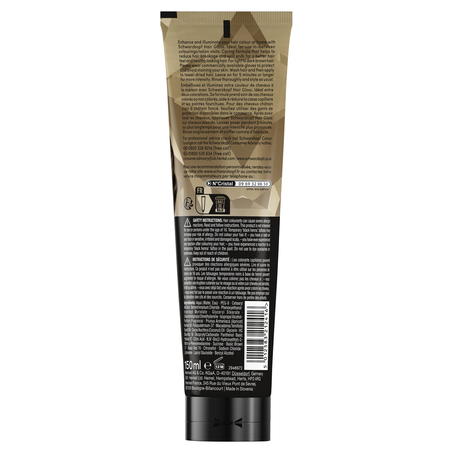 Coloration Semi-Permanente Châtain Chocolat Huile de Coco Soin Brillance Hair Gloss SCHWARZKOPF 