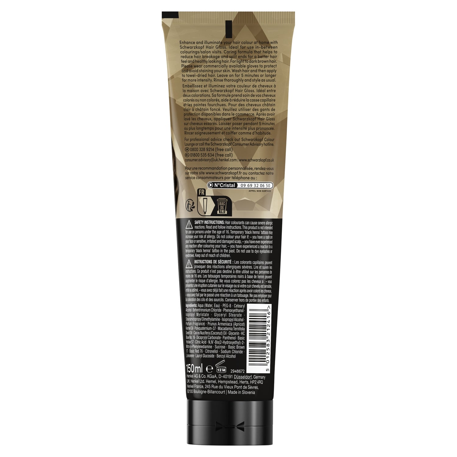 Coloration Semi-Permanente Châtain Chocolat Huile de Coco Soin Brillance Hair Gloss SCHWARZKOPF 