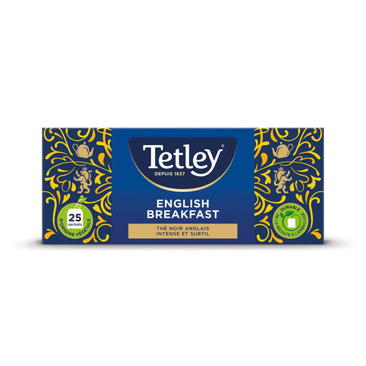 Thé Noir English Breakfast TETLEY la boite de 25 sachets - 50 g
