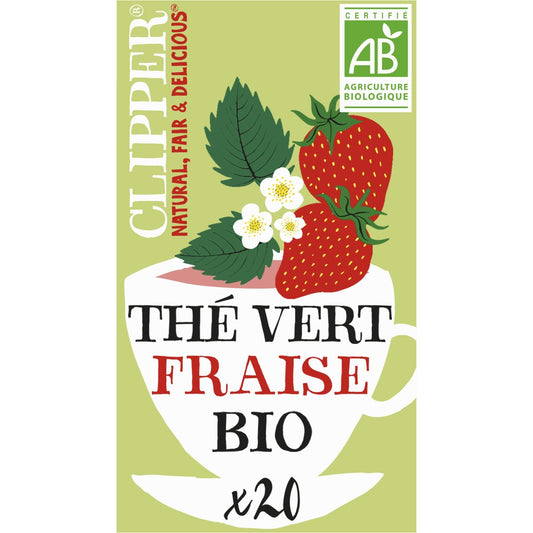 Thé Bio Vert Fraise CLIPPER Le paquet de 20 sachets - 35g