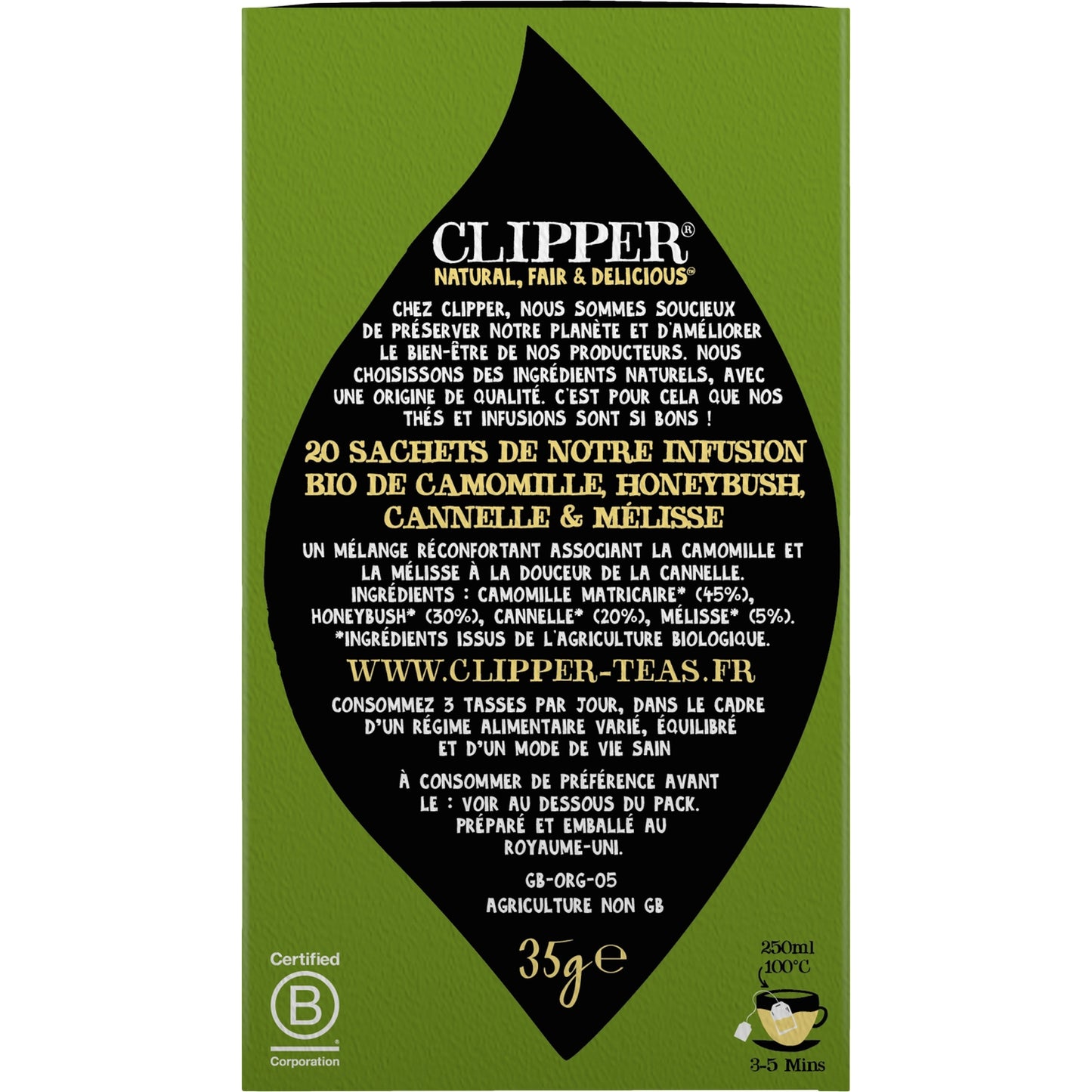 Infusion Keep Calm Camomille Bio CLIPPER 