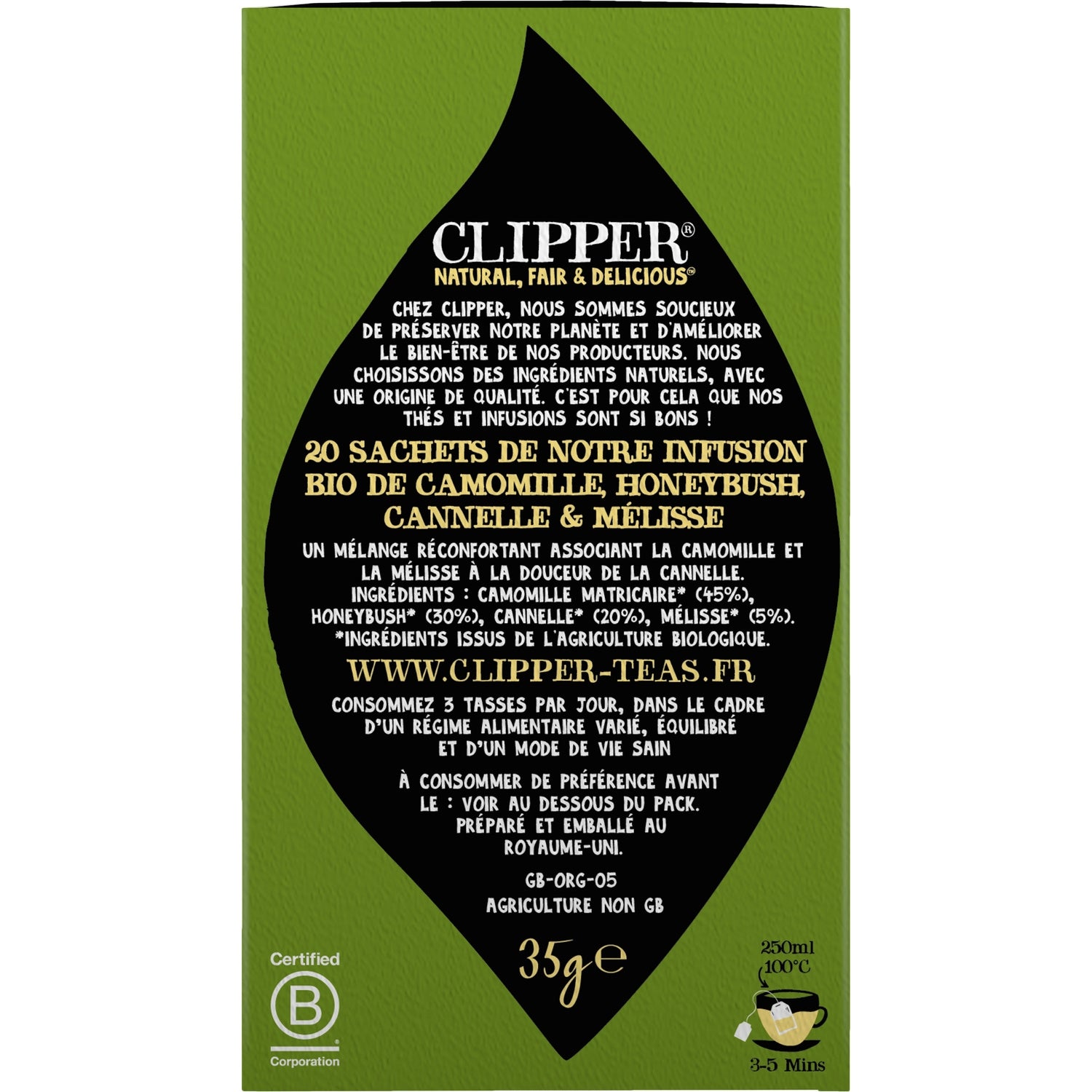 Infusion Keep Calm Camomille Bio CLIPPER 