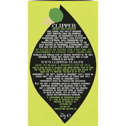 Thé Vert citron gingembre Bio CLIPPER 