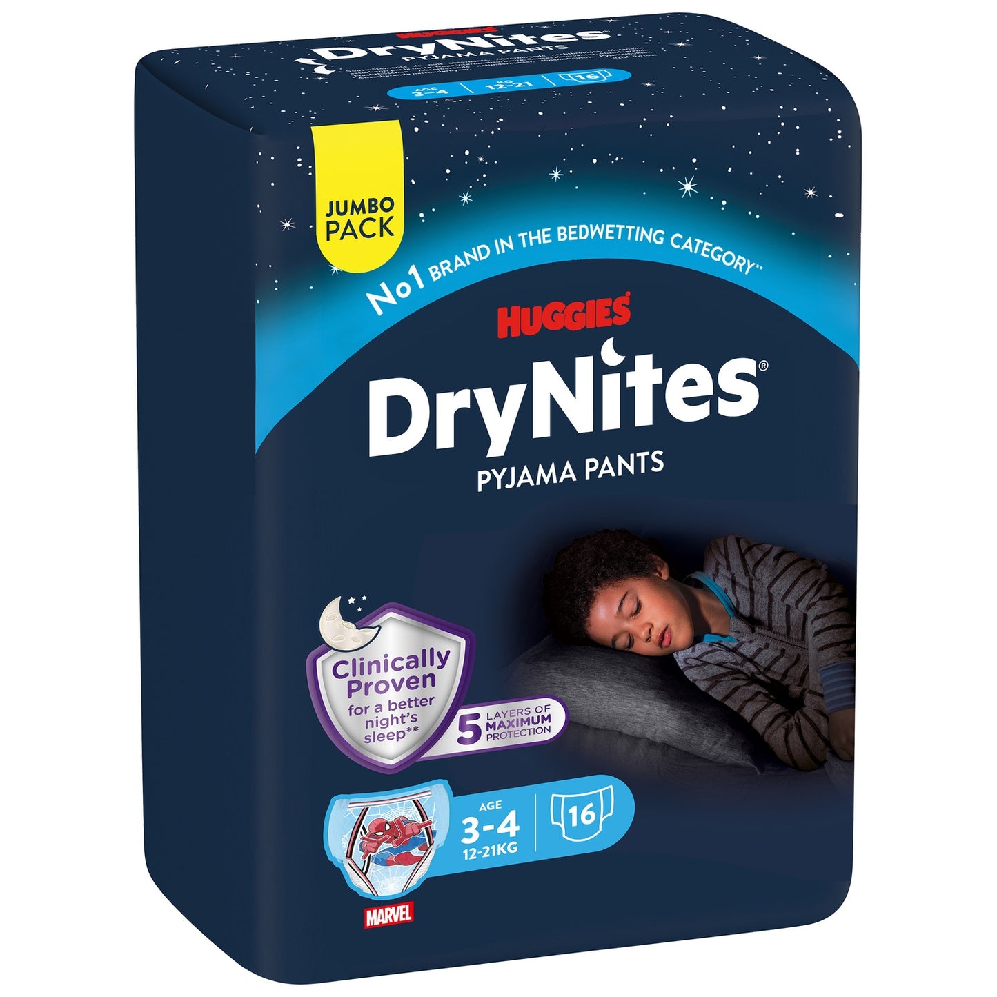Sous-vêtements de nuit 3-4ans 12-21kg Garçon Disney Maxi Pack DryNites HUGGIES 