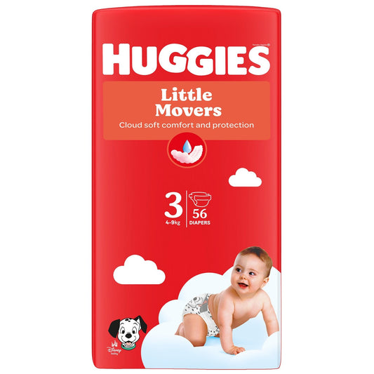 Couches Bébé Taille 3 4-9kg Disney Little Movers HUGGIES le pack de 56 couches
