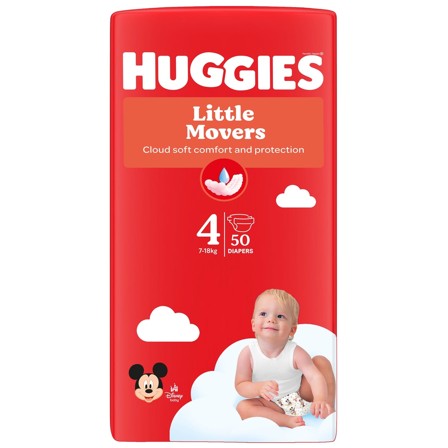 Couches Bébé Taille 4 7-18kg Mickey Disney Little Movers HUGGIES 