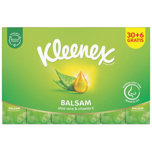 Mouchoirs 3 Epaisseurs Balsam Aloe Vera et Vitamine E Recyclable KLEENEX le paquet de 36 étuis