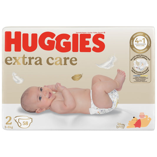 Couches Bébé Taille 2 3-6kg Disney Extra Care HUGGIES le pack de 58 couches