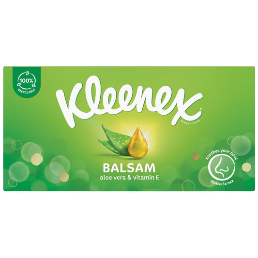 Mouchoirs 3 Epaisseurs Balsam Aloe Vera et Vitamine E Recyclable KLEENEX la boîte de 64 mouchoirs