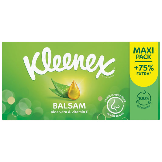 Mouchoirs 3 Epaisseurs Balsam Aloe Vera et Vitamine E Recyclable KLEENEX la boite de 112 mouchoirs
