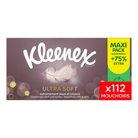 Mouchoirs Doux et Soyeux Recyclable KLEENEX la boîte de 112 mouchoirs