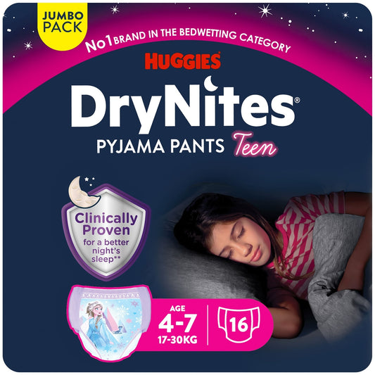 Sous-vêtements de nuit 4-7ans 17-30kg Fille Jumbo Pack DryNites HUGGIES 