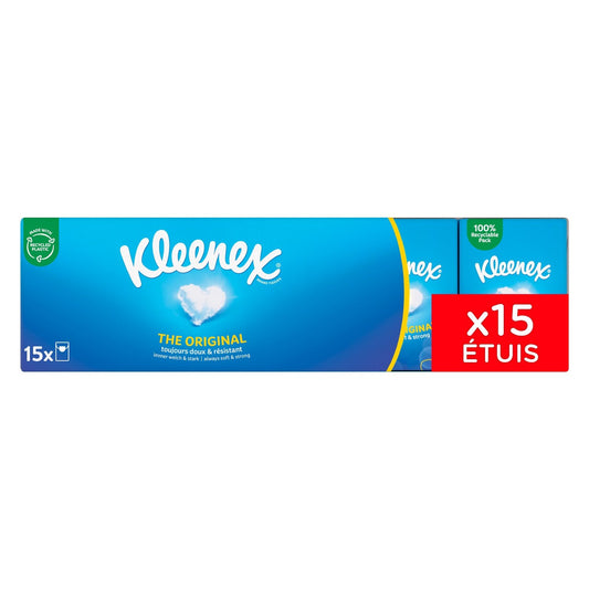 Mouchoirs Doux et Resistant KLEENEX le paquet de 15 étuis