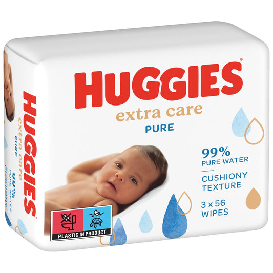 Lingettes Bébé Nettoyantes Corps Peaux Sensibles 99% d'Eau Pure HUGGIES