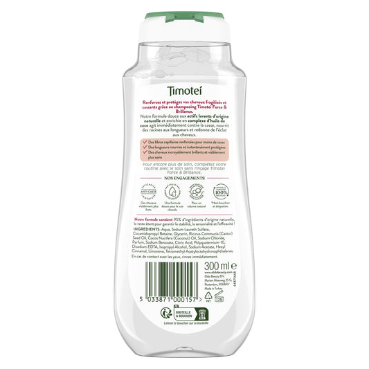 Shampoing Force Et Brillance pour Cheveux fragiles et cassants Huile de coco TIMOTEI 