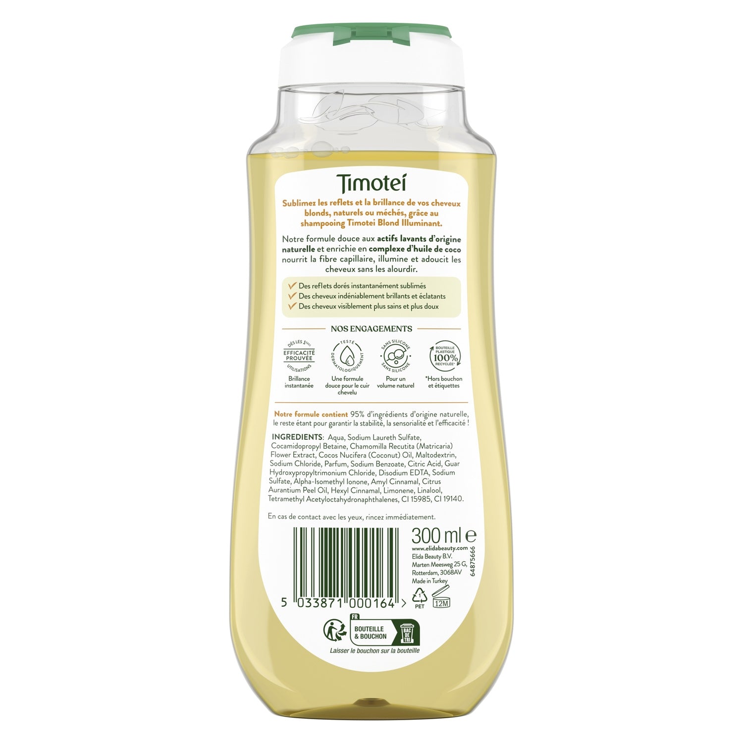 Shampoing Illuminant pour Cheveux blonds Camomille TIMOTEI 