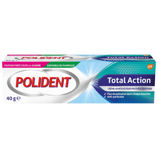 Crème Fixative pour Prothèses Adhésive Fixation Forte Action Totale POLIDENT le tube de 40g