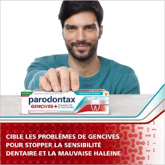Dentifrice Quotidien au Fluor Gencives + Sensibilité & Haleine Fraîche Blancheur PARODONTAX