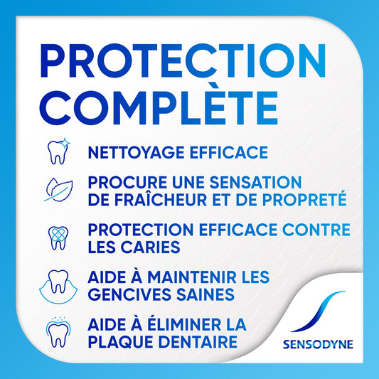 Dentifrice Protection Sensibilité Dentaire + Dents Fortes & Gencives Saines Soin Blancheur au Charbon d'Origine Naturelle SENSODYNE