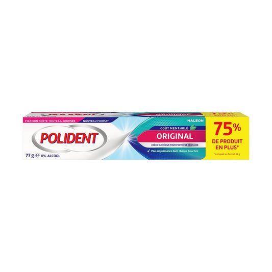 Crème Fixative pour Appareil Dentaire Menthe POLIDENT le tube de 77g
