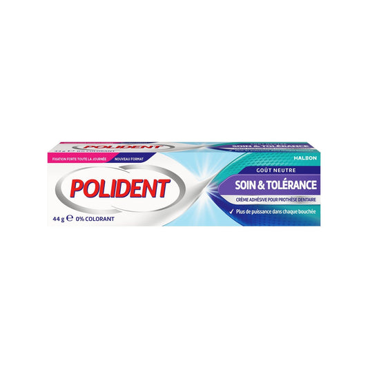 Crème Fixative pour Appareil Dentaire Soin et Tolérance Goût Neutre POLIDENT le tube de 44g
