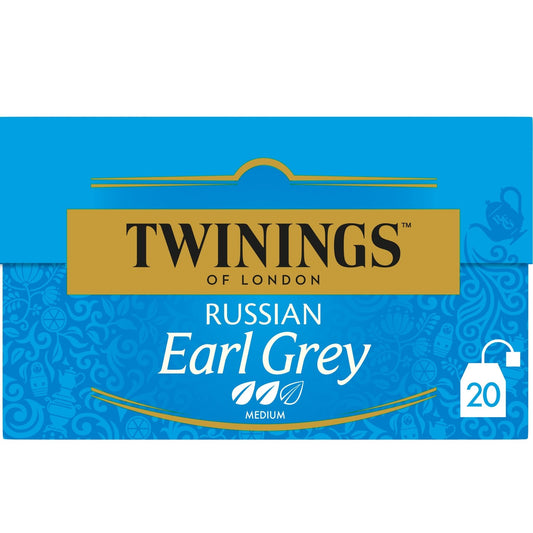 Thé Noir Russian Earl Grey TWININGS la boite de 20 sachets