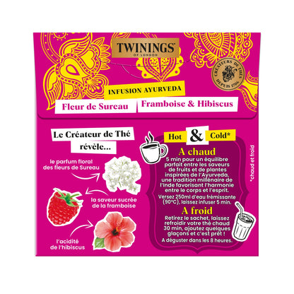Infusion Ayurveda Fleur de Sureau Framboise Hibiscus TWININGS