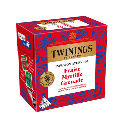 Infusion Fraise Myrtille Grenade Ayurveda TWININGS 