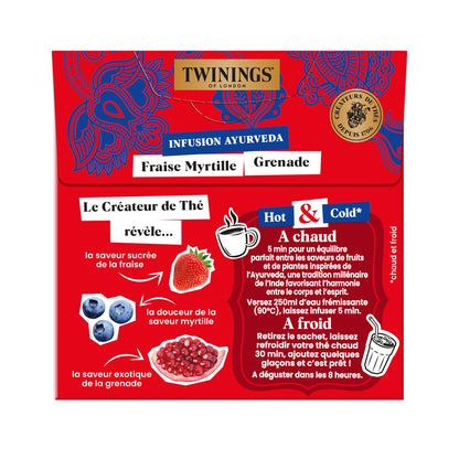 Infusion Fraise Myrtille Grenade Ayurveda TWININGS 