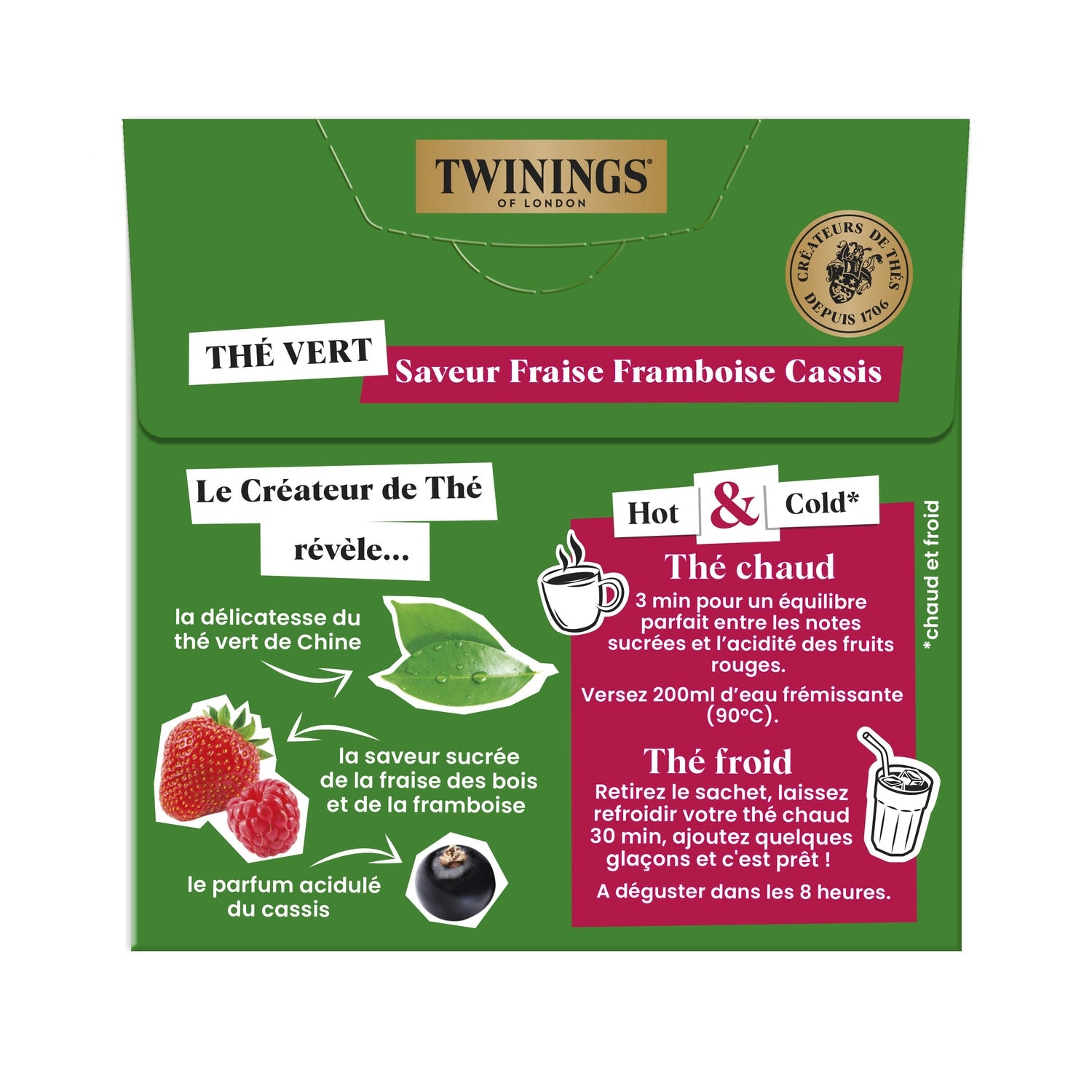 Thé Vert fraise framboise cassis TWININGS 
