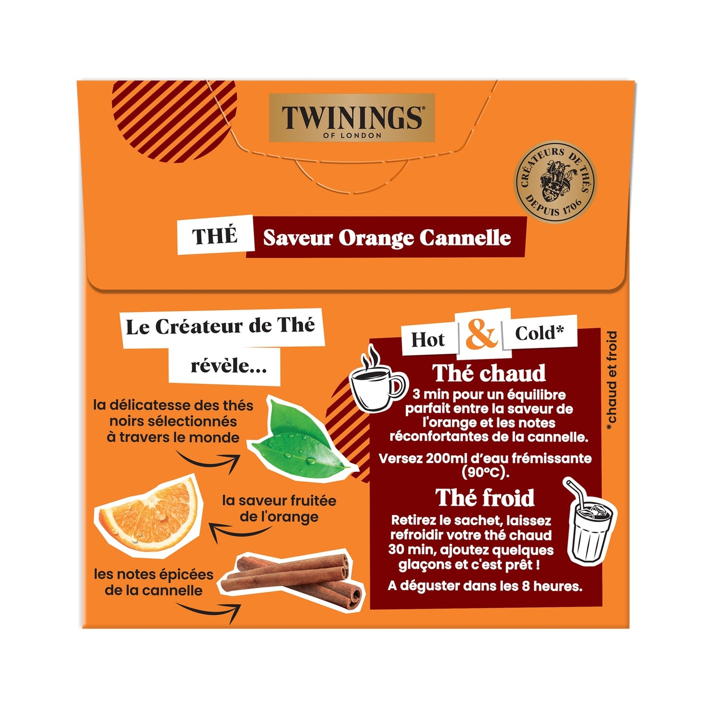 Thé Noir Saveur Orange Cannelle TWININGS 