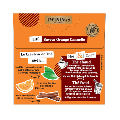 Thé Noir Saveur Orange Cannelle TWININGS 