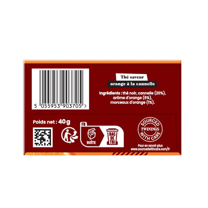 Thé Noir Saveur Orange Cannelle TWININGS 