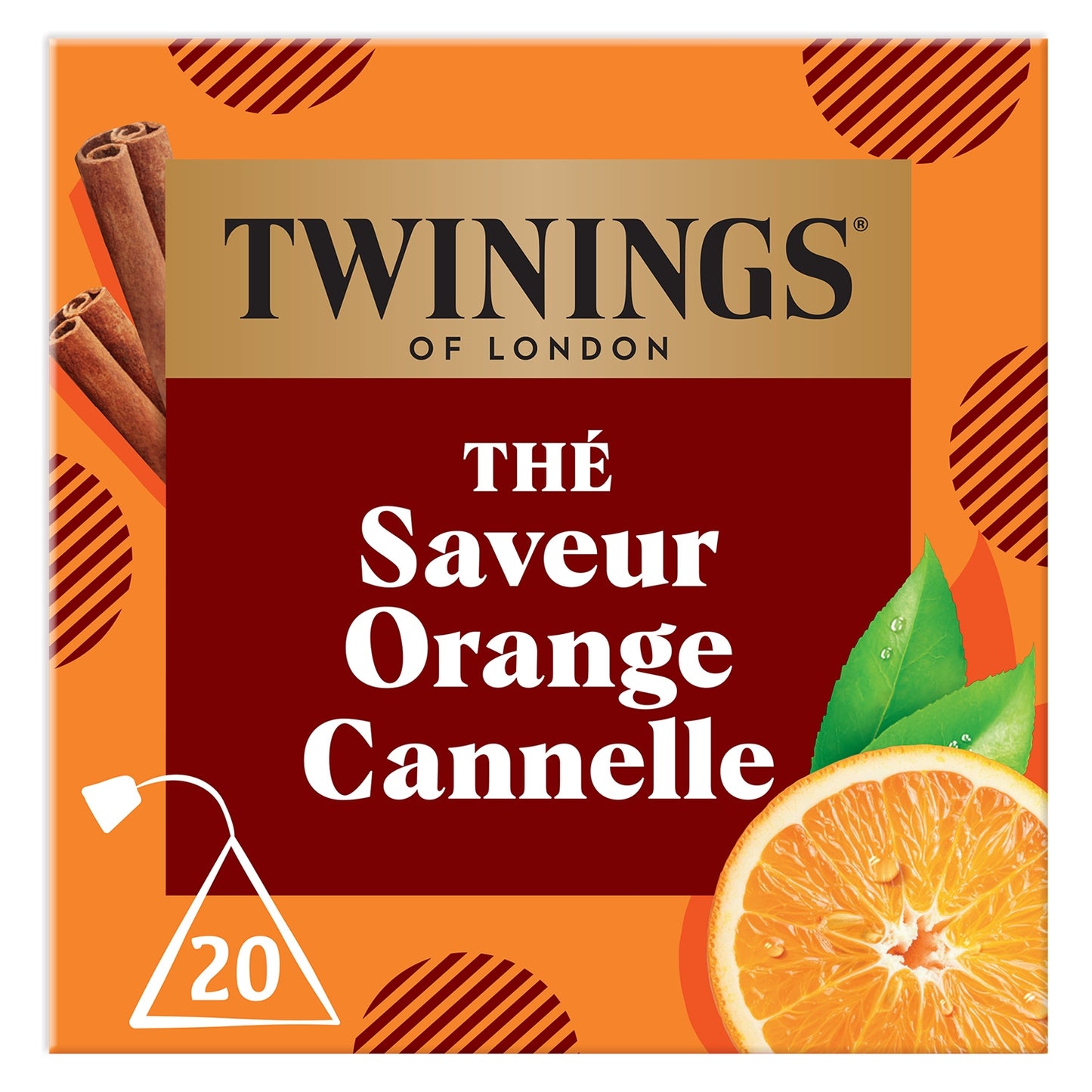 Thé Noir Saveur Orange Cannelle TWININGS 