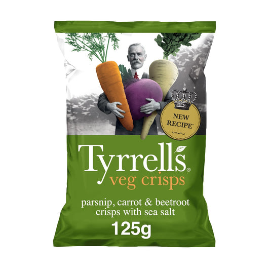 Chips de Légumes Betterave, Panais, Carotte et Sel de Mer TYRRELL'S le sachet de 150g