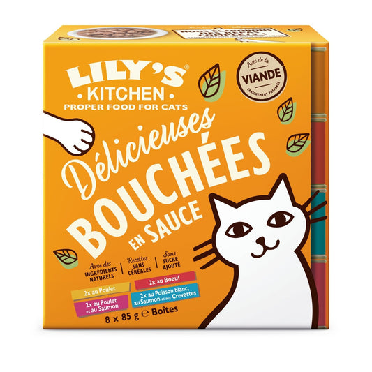 Pâtée pour Chat Bouchées en Sauce Viande LILY'S KITCHEN le paquet de 8 sachets