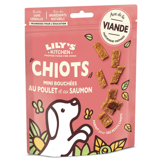 Friandises pour Chiot Mini Bouchées Poulet Saumon Sans Céréales LILY'S KITCHEN le paquet de 70g