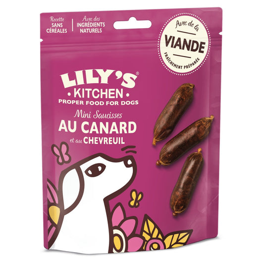 Friandises pour Chien Mini Saucisses Canard Chevreuil Sans Céréales LILY'S KITCHEN le paquet de 70g
