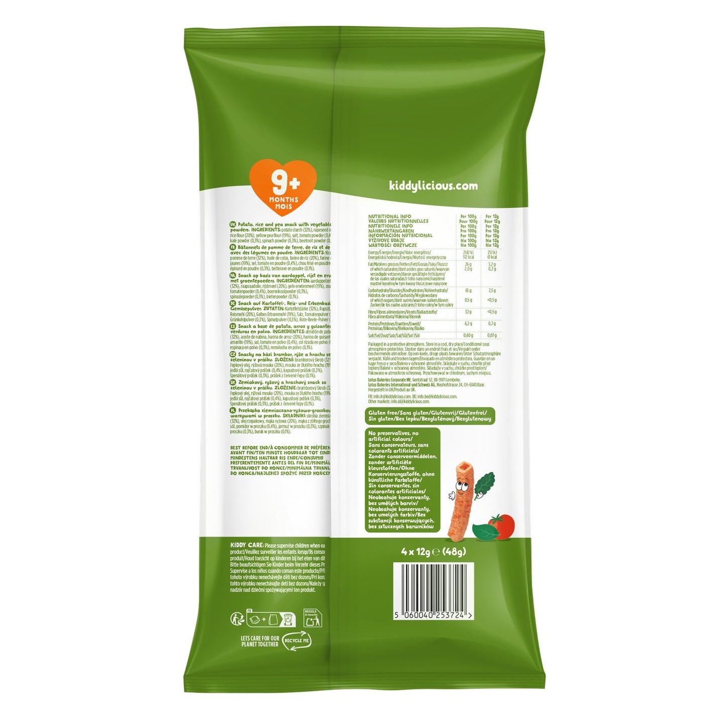 Biscuits Bébé Veggie Straws Saveur Légumes Dès 9 Mois KIDDYLICIOUS