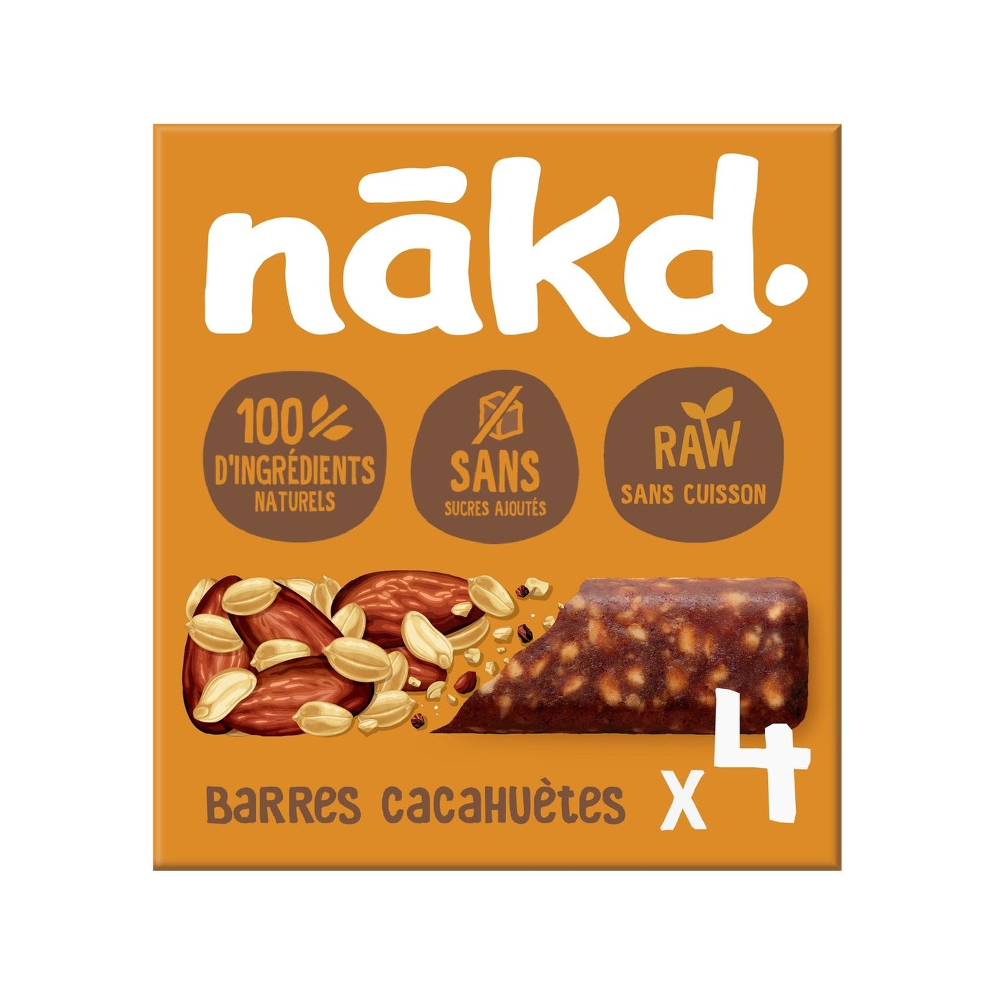 Barres Céréales Cacahuètes Raw Barres de Fruits et Noix Sans Gluten Sans Sucres Ajoutés NAKD