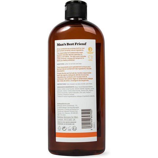 Men's Body Shower Gel Natural Lemon Bergamot Fragrance BULLDOG