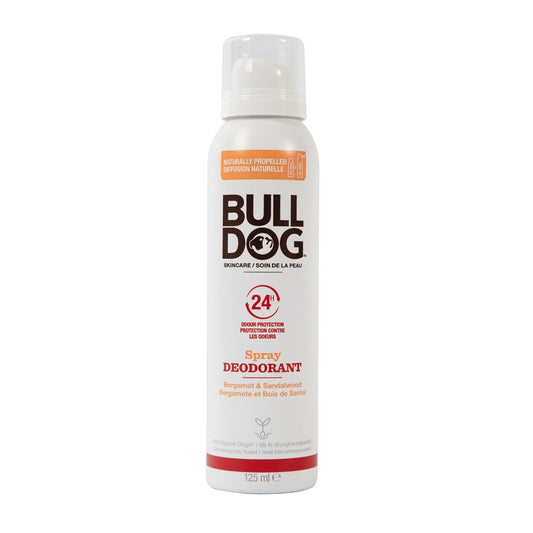 BULLDOG Men's Deodorant Spray 98% Natural Ingredients Bergamot and Sandalwood