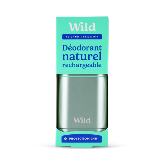 Déodorant Rechargeable au Coton Frais et Sel de Mer WILD le flacon de 40g