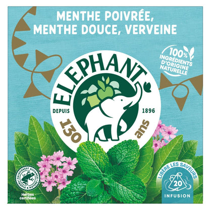 Infusion Menthe Poivrée Menthe Douce Verveine ELEPHANT 
