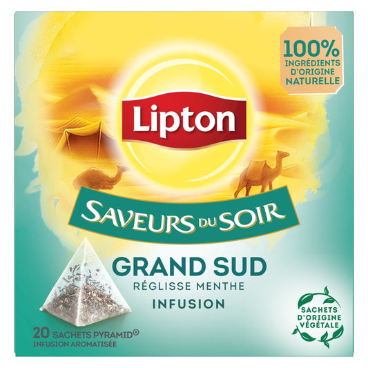 Infusion Saveur du Soir Grand Sud Menthe Réglisse LIPTON la boite de 20 sachets
