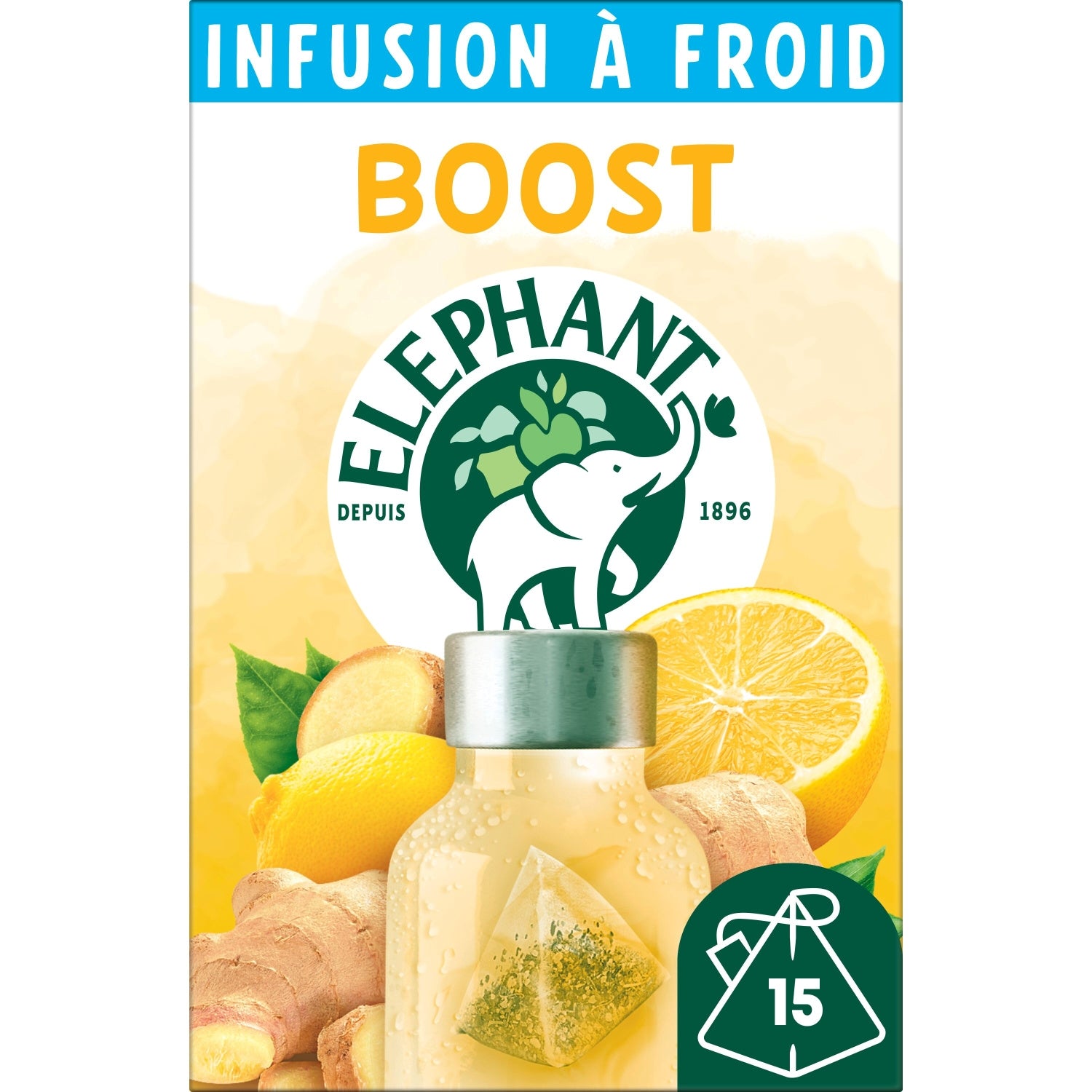 Infusion à Froid Gingembre Citron Bien-être Sans Sucres ELEPHANT 